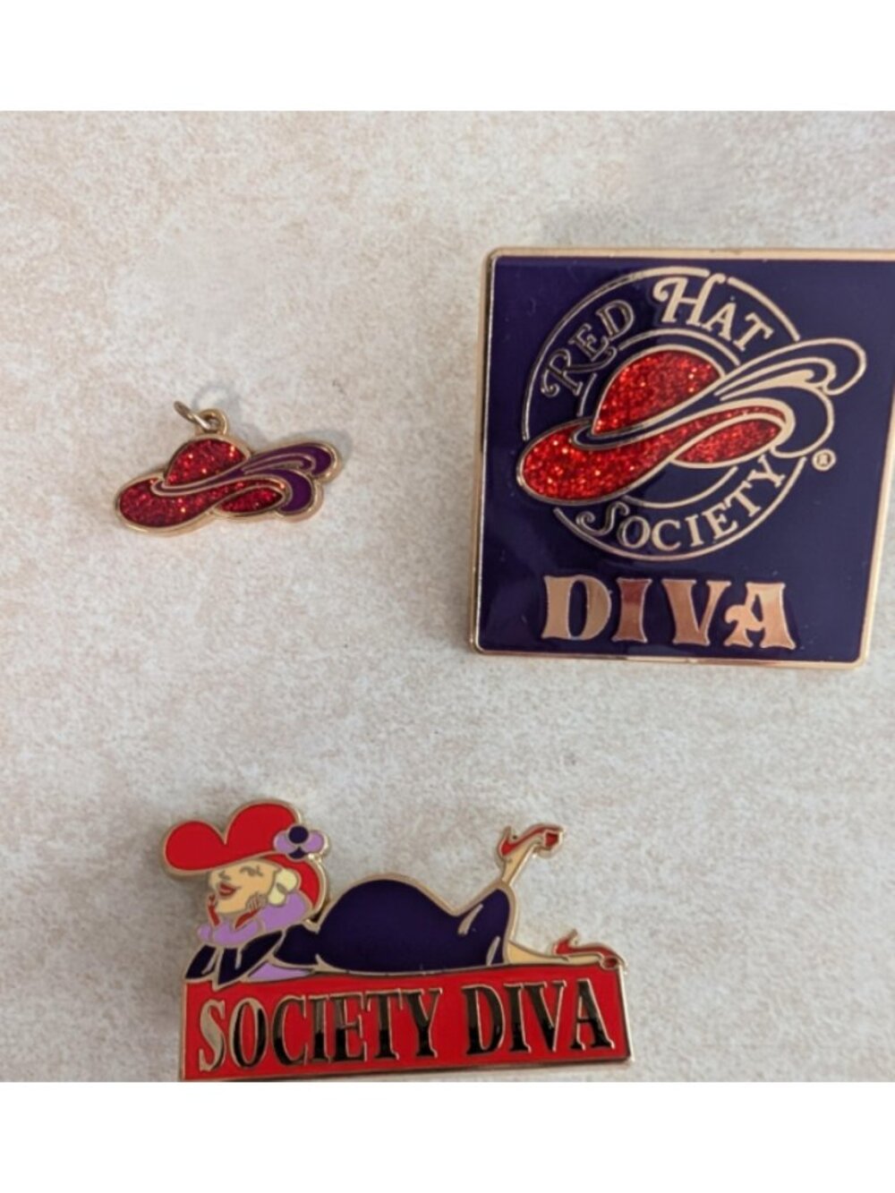 Red Hat Society Pins & Brooch Set – Society Diva & Hat Ornaments